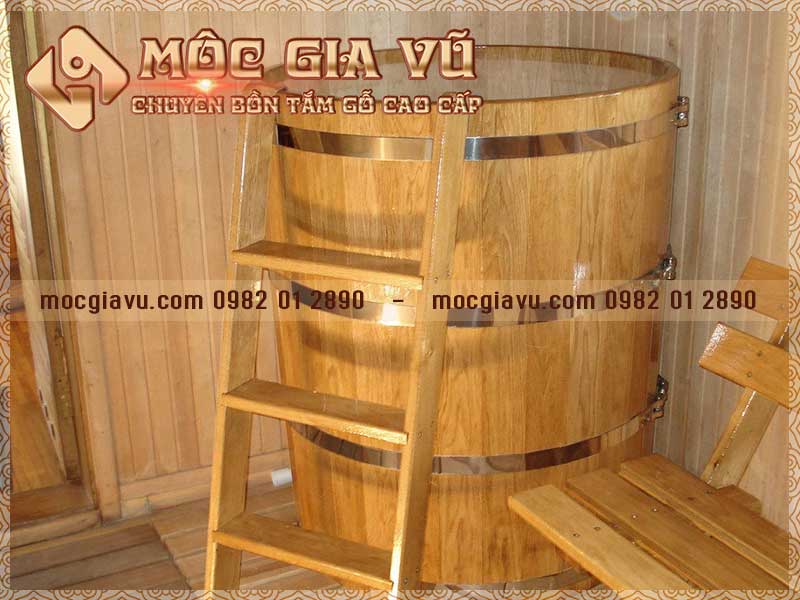 Mẫu bồn tắm gỗ nhỏ gọn cho gia đình