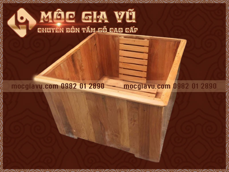 Bồn tắm vuông gỗ Pơ Mu